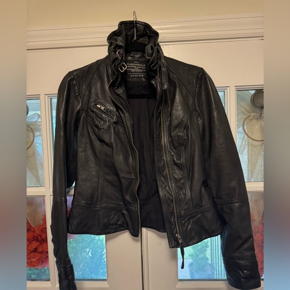 AllSaints Women's Belvedere Leather Biker Jacket - Picture 1 of 5